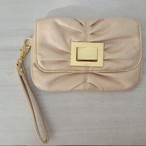 Elegant Pewter Clutch with Gold Accent
